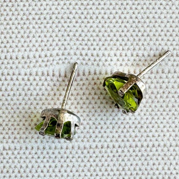 Peridot Heart Stud Earrings, Sterling Silver - Picture 3 of 7